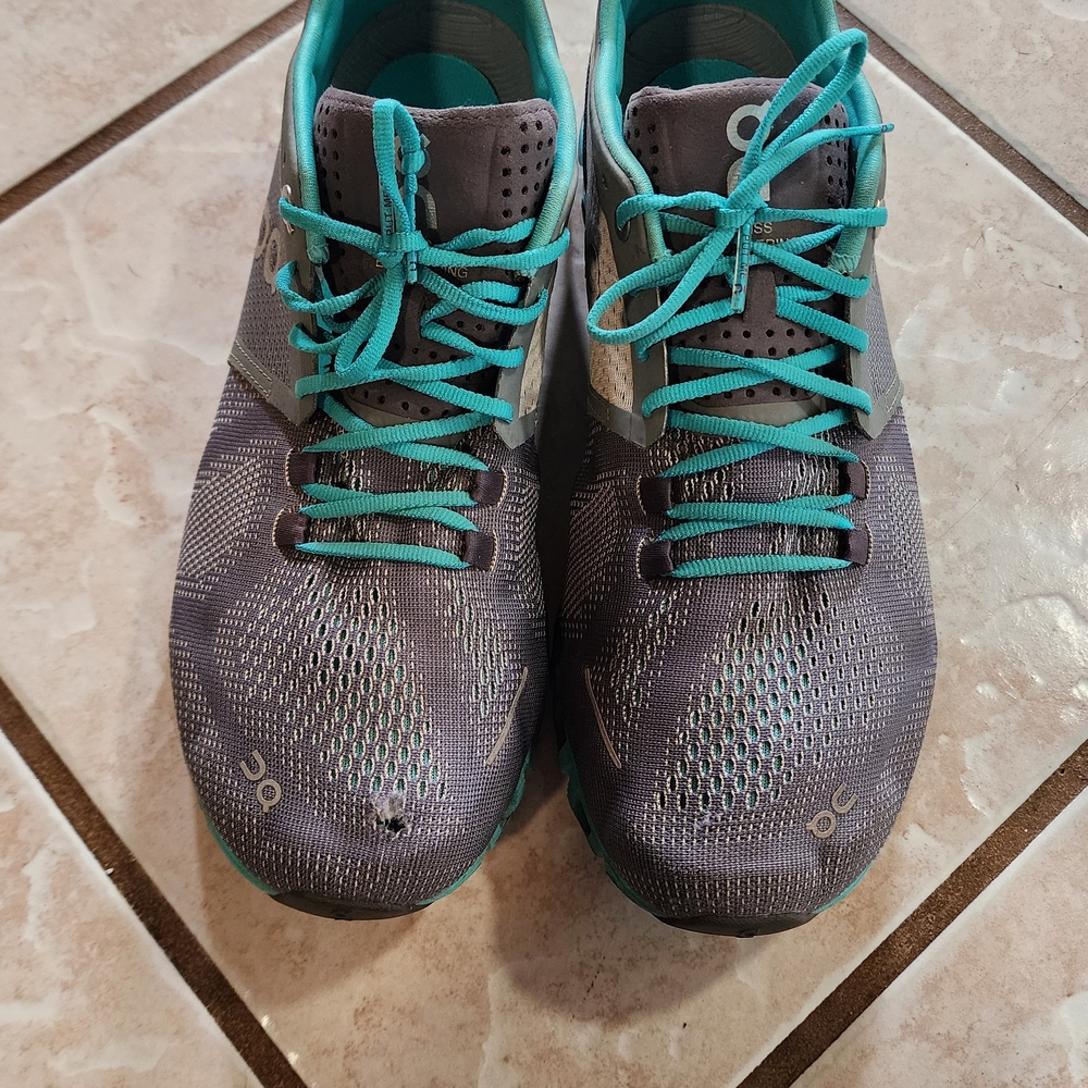 On Running Women's Gray and Teal Running Shoes